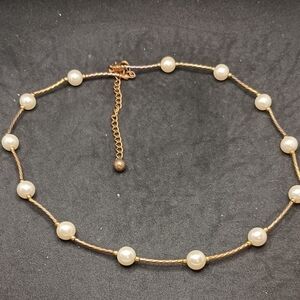 Elegant Gold and Cream Faux Pearl Necklace